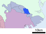 Location of Nakahara ward Kawasaki city Kanagawa prefecture Japan